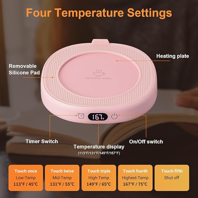 Coffee Mug Warmer & Best MOM Ever Mug Set, Electric Cup Warmer for Desk, Beverage Warmer with 4 Temperature Setting, 8H Auto Shut Off, Mom Gifts from Daughter Son