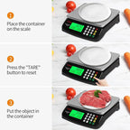 Large Digital Kitchen Scale Black 30kg/66lb Commercial Food Scale Stainless Steel with LCD Display Price Computing Scale for Restaurant Baking Bread Meat Prep Counting Scale for Parts and Coins