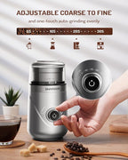SHARDOR Electric Super Silent Blade Coffee Grinder, Timed Grind Control Rotary Knob, Adjustable Coarse to Fine for Coffee Beans, Spices & Herbs, with 1 Removable Stainless Steel Bowl, Sliver