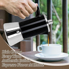 6 Cup Thickened Moka Pot 304 Stainless Steel 300ml Italian Espresso Coffee Maker Stovetop CoffeeMakers Mocha Pot Percolator for Induction Stove Classic Cafe Makers Portable for Easy Brewing