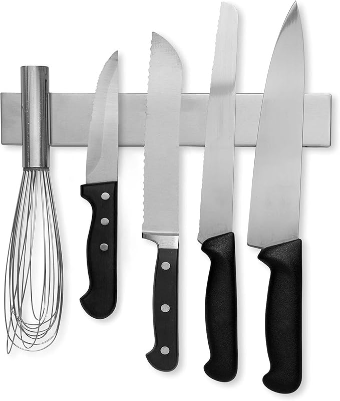 Modern Innovations 10 Inch Stainless Steel Magnetic Knife Bar with Multipurpose Use as Knife Holder, Knife Rack, Knife Strip, Kitchen Utensil Holder, Tool Holder, Art Supply Organizer, Home Organizer