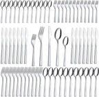 Hunnycook 60-Piece Silverware Set - Stainless Steel Silverware Set for 12, Include Spoons and Forks Set, Mirror Polished, Dishwasher Safe, Cutlery Set for Home Kitchen Restaurant