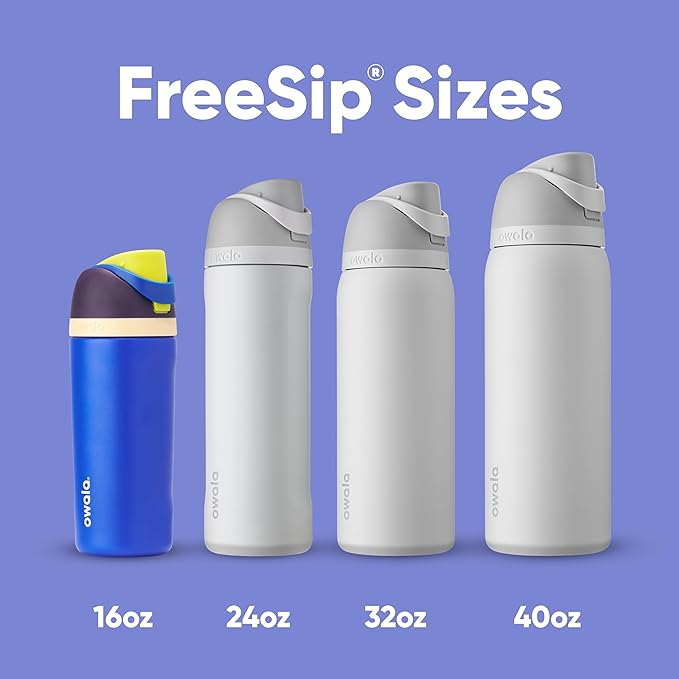 Owala Kids FreeSip Insulated Stainless Steel Water Bottle with Straw for Sports, Travel, and School, BPA-Free Sports Water Bottle, 16 oz, Celestial Sphere