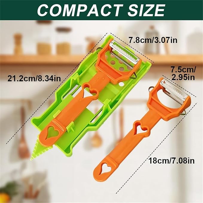 Pelador Multifuncional 2-En-1, Multi Cutter and Julienne Set with Grating Plate, Multifunctional Kitchenware Set, For Fruits and Vegetables (3pcs)
