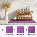 Ecotrim - Dish Drying Mat for Kitchen Counter | Coffee Bar Mat for Countertops | Heat Resistant Drainer Mat with Non-slip Rubber Backed | Hide Stain Kitchen Absorbent Draining Mat | Purple 16"x20"