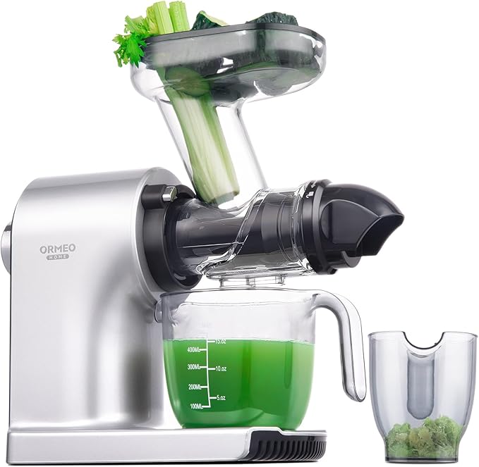 Juicer Machines,ORMEO HOME Cold Press Slow Masticating Juicers with 3.60"Large Feed Chute For Vegetable and Fruit,Easy to Clean,Quiet Motor,BPA-Free,High Juice Yield(Updated)
