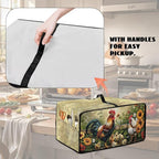 Rooster Sunflower Print Toaster Oven Dust-proof Cover Heat-Resistant Kitchen Small Appliance Air Fryer Covers Universal Washable Microwave Oven Covers (Small-14.5 * 18.46 * 9 inches)