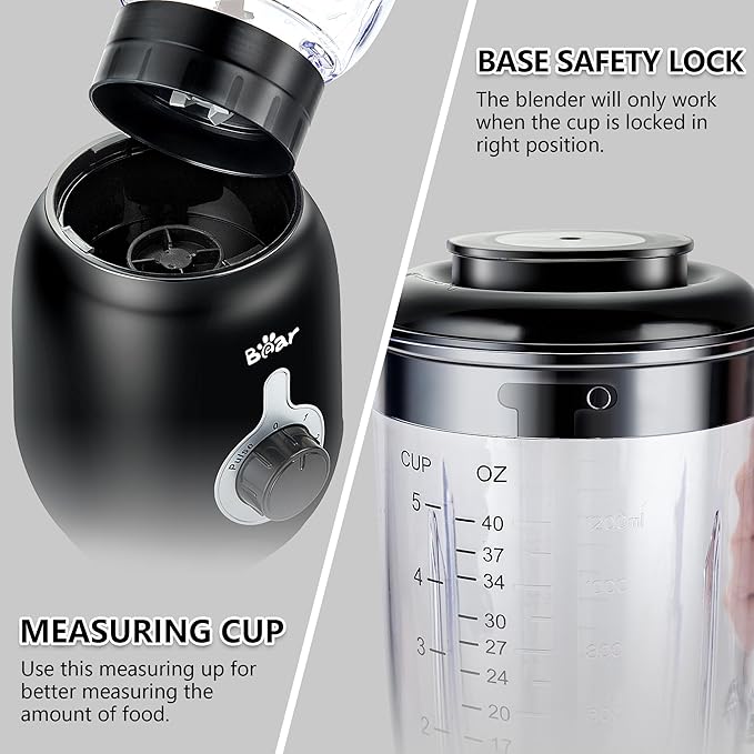 Bear Blender, 2025 New 700W Smoothie Countertop Blender with 40oz Cup for Shakes and Smoothies, 3-Speed for Crushing Ice, Puree and Frozen Fruit with Autonomous Clean