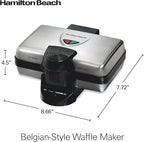 Hamilton Beach Belgian Mini Waffle Maker with Shade Control, Makes 2 at Once, Create Personalized Keto Chaffles and Hash Browns, PFAS-Free Non-Stick Plates, Compact Design, Stainless Steel (26009)