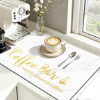 Findosom Dish Drying Mat, 16"x 24" Super Absorbent & Hide Stain Coffee Mat, Cuttable Drying Mat for Kitchen Counter, Coffee Bar Accessories, Under Dish Rack, Coffee Maker, Espresso Machine, White