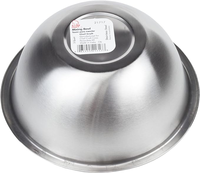 Chef Craft Brushed Mixing Bowl, 2.5-Quart, Stainless Steel