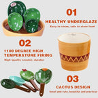 Cactus Measuring Spoons Set in Pot, Cute Ceramic Measuring Spoons and Cups, Kitchen Cacti Spoon with Holder, Baking Measuring Cups Ornaments Gift