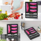 DALSHABET Bamboo Bag Organizer with Magnetic Closure, 6 In 1 Kitchen Drawer Foil and Plastic Wrap Dispenser with Cutter, Storage bag for Gallon, Quart, Sandwich, Snack Black