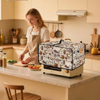 Coffee Chocolate Cake Print Toaster Oven Cover with Top Handle, Heavy Duty Dust-proof Microwave Oven Cover Compatible with Most Toasters Ovens (Medium-14.5 * 18.46 * 9 inches)