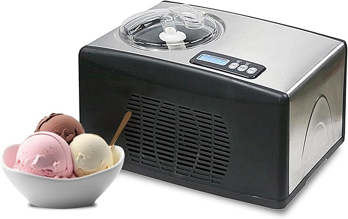 Whynter Ice Cream Maker Machine 1.6 Qt. Automatic with Built-In Compressor, LCD Digital Display & Timer, No Pre-Freezing, ICM-15LS, Stainless Steel