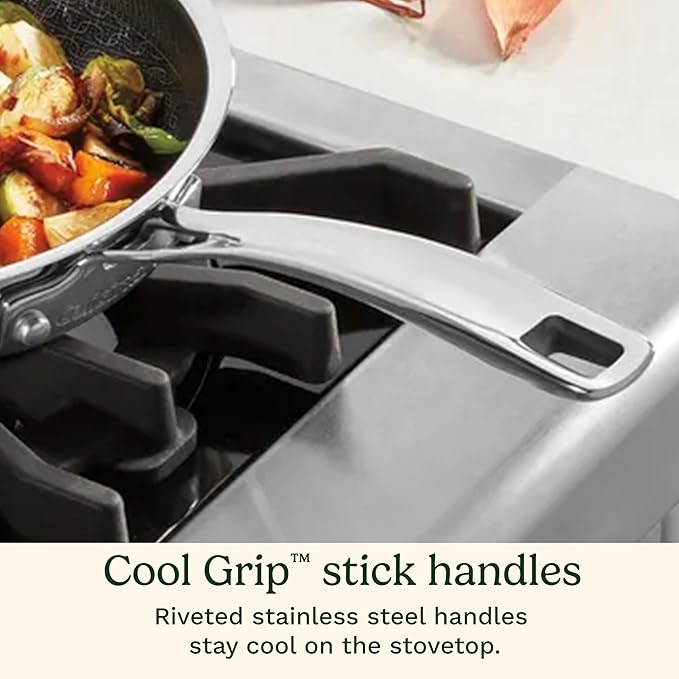 Cuisinart FusionPlus Hybrid Nonstick Stainless Steel Cookware, 12-Inch Everyday Pan with Cover, PFAS-Free PURELYSEAR Ceramic Technology, Scratch Proof, Wide Grip Handles, Dishwasher Safe