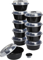 GoodCook 4-Cup Meal Prep Bowls Set with Lids and Dressing Cup, Microwavable Food Storage Containers for Meal Prepping, Set of 10, Black