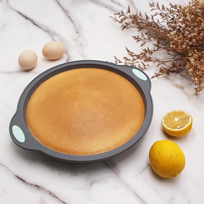 To encounter 9 Inch Silicone Round Cake Pans, 2 Pack Nonstick Silicone Baking Pans Set, Food Grade Cake Molds, with Metal Reinforced Frame More Strength