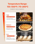 VEVOR Commercial Convection Oven, 21L/19Qt, Quarter-Size Conventional Oven Countertop, 1440W 3-Tier Toaster w/Front Glass Door, Electric Baking Oven w/Trays Wire Racks Clip Gloves, 120V