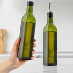 Zulay Kitchen 17oz Olive Oil Dispenser Bottle – Glass Oil Cruet with Spout, Funnel & Pourers, Easy-Pour Decanter for Kitchen Cooking and Serving (Green)