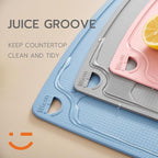Liflicon Thick Cutting Boards for Kitchen Silicone Chopping Board Set of 2 Mid 12.6'' x 9.1”,Mini 9.1”x7.1” Non-slip Deep Drip Juice Groove Easy Grip Handle,Dishwasher Safe-Plum Purple