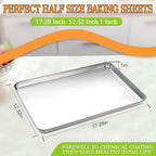 Half Sheet Pan of 2, CEKEE Stainless Steel Baking Sheet Pan Tray Cookie Sheet, Size 18 x 13 x 1 inch, Healthy & Non Toxic, Rust Free & Mirror Finish, Easy Clean & Dishwasher Safe