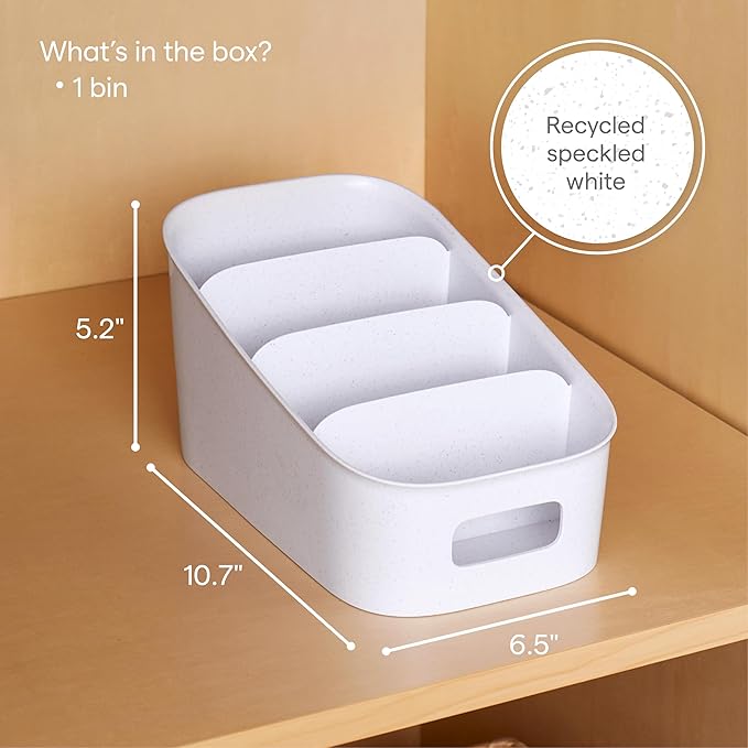 YouCopia ShelfBin Packet Organizer, 4-Tier Stairstep Raised Divided Bin, BPA-Free Storage Caddy for Kitchen Pantry and Cabinet Organization, Tea Bags, Medicine, and More