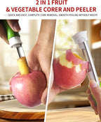 2 in 1 Apple Corer and Peeler Tool, Fruit Vegetable Corer and Peeler Tool Stainless Steel Apple Peeler Apple Corer Remover Tool Multifunction Corer Tool for Vegetable Fruit Kitchen Gadget (Black)