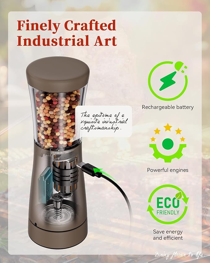 Electric Salt and Pepper Grinder Set with Storage Base, Stainless Steel Rechargeable Salt and Pepper Grinder Set with 4.5 oz Large Capacity, 1.8" Wide Mouth, Adjustable Coarseness, Ideal for Kitchen