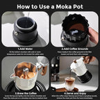 Bincoo Three Valve Espresso Maker Stovetop,Camping Moka Pot 2 Cup/120ML,Stove Top Espresso Italian Coffee Maker
