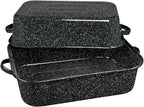 Granite Ware 19-Inch Covered Rectangular Roaster - Enamel Steel Cookware, Nonstick & Chemical-Free, Dishwasher Safe - 25 Lb Capacity, Large Roasting Pan for Meats, Poultry, Vegetables (Speckled Black)