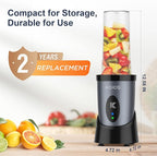 KOIOS Smoothie Blender, 900W Personal Blender for Shakes and Smoothies for Kitchen with 2 Portable Cups 22oz, Single Serve Smoothies Maker Mixer for Juices, Nutritious Recipe, Grey Blue
