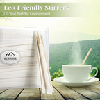 Bamboo Coffee Stirrers Individually Wrapped 200 Count in Storage Box – Coffee Stir Sticks 5.5 inch Coffee Bar Disposable individually wrapped coffee stirrers for Coffee and Cocktail