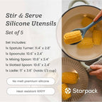 Starpack 'Stir & Serve' Silicone Cooking Utensils Set (5 Pcs) - 10.5" - Kitchen Utensil Set Heat Resistant to 600°F - Kitchen Utensils for Nonstick Cookware - Silicone Utensil Set for Mixing & Cooking