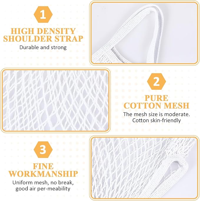 Shappy 12 Pack Reusable Mesh Grocery Bags Large Crochet Market Bag Cotton Kitchen Tote for Fruit Vegetable Storage