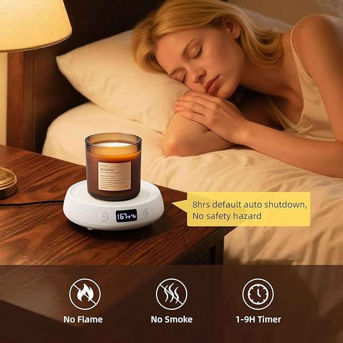 Coffee Mug Warmer for Desk with Auto Shut Off, Electric Cup Candle Wax Melter Warmer with 1-9H Timer, Smart Mug Warmer Tea Coffee Beverage Heated Mug Plate for Home Office, Ideal Coffee Lover Gift