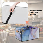 Marble Print Toaster Oven Dust Cover, Heavy Duty Heat-Resistant Cover for Kitchen Counter Small Appliances, with Accessory Pockets, Blue Violet Gold, (Large-18.5*22.5*12.99 inches)