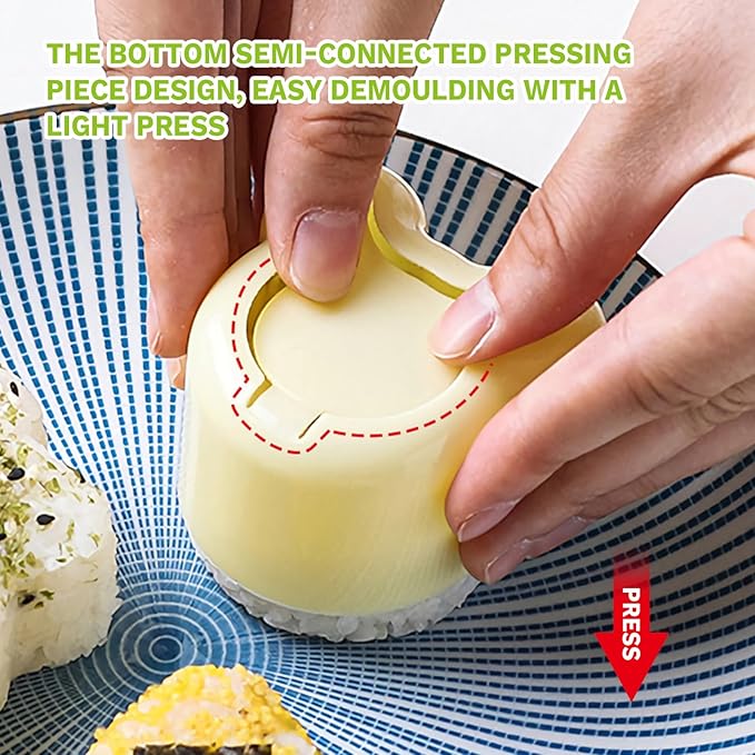 3 Pack Rice Ball Mold, Sushi Mold Diy Sushi Cooking Tools For Japanese Boxed Meal Children Bento,Kitchen Tools Sushi Plates Rice Ball Mold Non Stick Sushi Rice Making Kit (Yellow, Triangle)