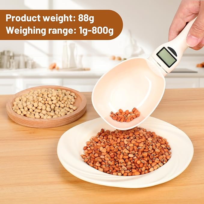Digital Measuring Spoon Scale, Food Measuring Scoop Scale, Food Weight Scale Grams and Ounces, Polygons Measuring Spoon, ABS Kitchen Weight Scale for Food with LCD Screen, High Precision