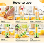 Cordless Portable Personal Size Blender - Mini Blender Make Smoothies and Shakes, 380Ml BPA Free Travel Cup, Powerful Blending Suit in Office/Home/Gym