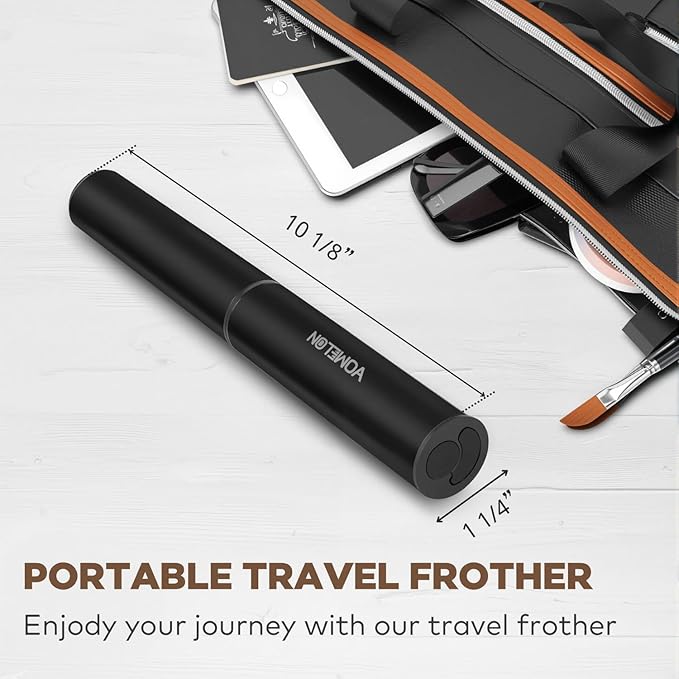 Rechargeable Milk Frother, Electric Coffee Foamer, Handheld Drink Mixer for Latte, Cappuccino, Coffee, Eggs, Hot Chocolate, Protein,Paint Black