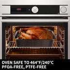 JY COOKMENT Roasting Pan With Lid and Rack, 21' Rectangular, 25lb Turkey Roaster Pot, Large Oven Roaster Tray, V-Rack and Versatile Lid Bone Turkey Baster