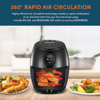 Elite Gourmet EAF-2612DX Personal 2.1Qt Compact Space Saving Programmable Hot Air Fryer, Oil-Less Healthy Cooker, Timer & Temperature Controls, 1000W, Black