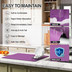 Ecotrim - Dish Drying Mat for Kitchen Counter | Coffee Bar Mat for Countertops | Heat Resistant Drainer Mat with Non-slip Rubber Backed | Hide Stain Kitchen Absorbent Draining Mat | Purple 18"x24"