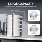 5-Tier Stainless Steel Steamer, 28cm Stackable Steamer with Clear Visible Lid, Large Capacity Cookware Steaming Pots for Bread, Dumplings, Vegetables