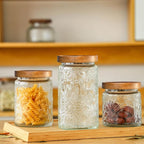 Adodeen 3-Pack 32oz Glass Jar With Airtight Lid,Kitchen Canisters For Countertop,Coffee Sugar Container Set,Pantry Glass Storage Containers For Flour,Candy,Loose Tea,Snack jar