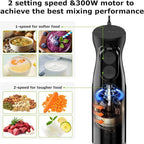 Bonsenkitchen Hand Blender, Immersion Blender with 2 Mixing Speed, Electric Handheld Mixer Portable Stick Mixer with Stainless Steel Blades for Soup, Smoothie, Puree, Baby Food