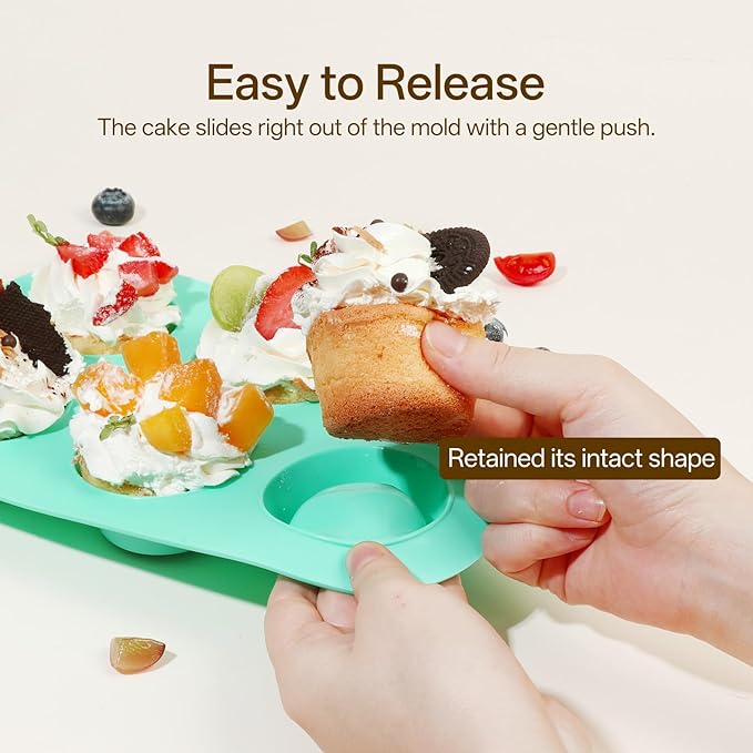 2 Pack Silicone Muffin Pan for Baking, Regular Size Nonstick Cupcake Pan, 6-Cup Silicone Muffin Tin BPA Free Dishwasher Safe, Great for Muffin Cupcake Brownie Egg Tart