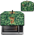 Highland Cow Four Leaf Clover Print Toaster Oven Cover Microwave Cover for Kitchen Countertop Appliance Dust Protector Decorative Oven Accessories for St. Patrick's Day Decor, Green, M