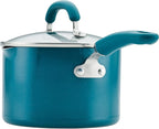 Rachael Ray 12020 Create Delicious Nonstick Sauce Pan / Saucepan with Straining and Lid, 3 Quart - Teal Shimmer